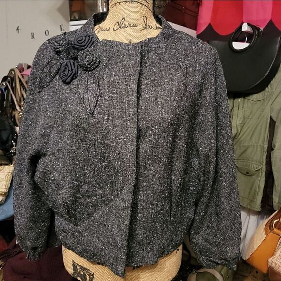 Elle Designer Tweed Jacket Size M In EUC - Picture 8 of 10